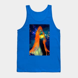 Vampire Squid mermaid priestess mermay glowing lantern sorceress tarot hermit Tank Top